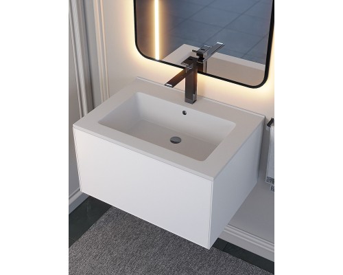 Раковина для ванной 66 см, Uperwood Parma Quartz, белая матовая, "жасмин"