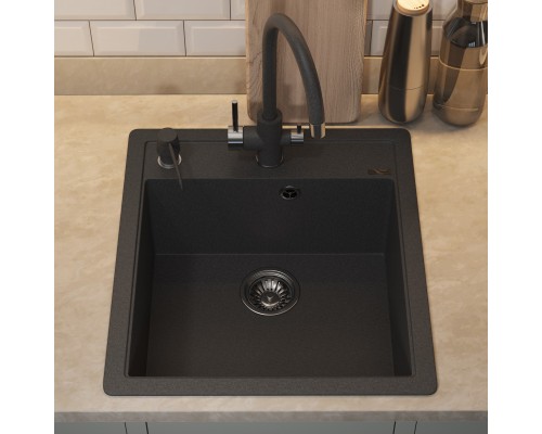 Кухонная мойка кварцевая Uperwood Quartz UPD-07-04, прямоугольная, черная