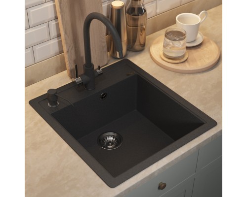 Кухонная мойка кварцевая Uperwood Quartz UPD-07-04, прямоугольная, черная