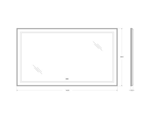 Зеркало BelBagno Kraft 140 SPC-KRAFT-1400-800-LED-TCH-WARM-NERO с подсветкой Черное с сенсорным выключателем и подогревом