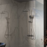 Душевая стойка Vincea Rondo VSFS-1R1GM с изливом, вороненая сталь