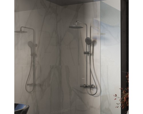 Душевая стойка Vincea Rondo VSFS-1R1GM с изливом, вороненая сталь