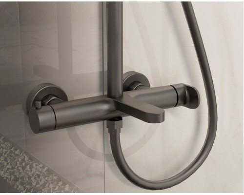 Душевая стойка Vincea Rondo VSFS-1R1GM с изливом, вороненая сталь