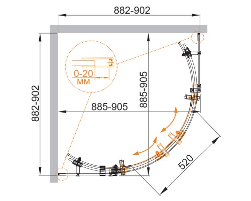Душевой уголок Cezares STYLUS-M-R-2-90-C-Cr