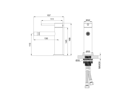 Смеситель для биде Wonzon&Woghand, Черный матовый
