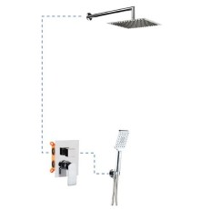 Душевая система EC216 AQG Alpha, с верхним душем и кронштейном, хром