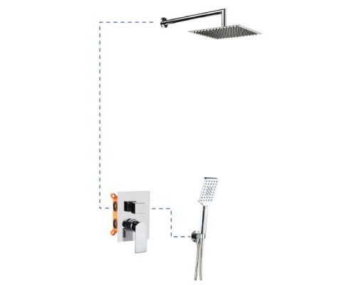 Душевая система EC216 AQG Alpha, с верхним душем и кронштейном, хром