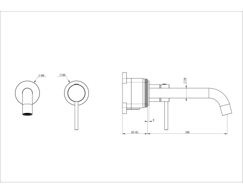 Смеситель для раковины Wonzon&Woghand STICK, Браш никель WW-88869017-BN