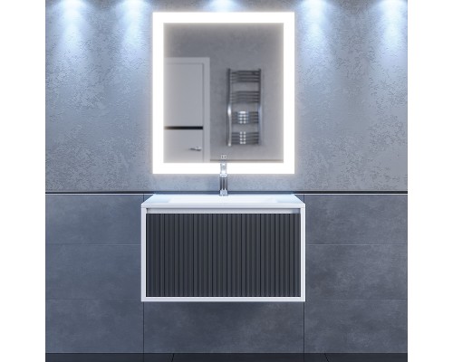 Тумба под раковину 70 см, Uperwood Next Premium, белая/графит, 1 ящик
