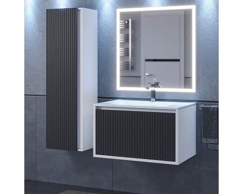 Тумба под раковину 70 см, Uperwood Next Premium, белая/графит, 1 ящик