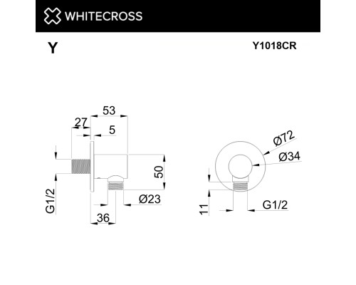 Угловой соединительный элемент Whitecross Y1018CR хром