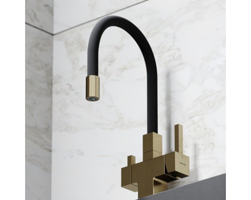 Смеситель для кухни SANCOS Arno SC4005BG с подключением фильтра для воды, браш золото