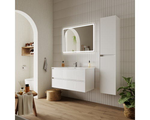 Тумба под раковину SANCOS Cento 990х450х500, c двумя ящиками, белый глянец