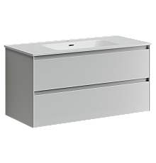 Тумба под раковину SANCOS Cento 990х450х500, c двумя ящиками, белый глянец