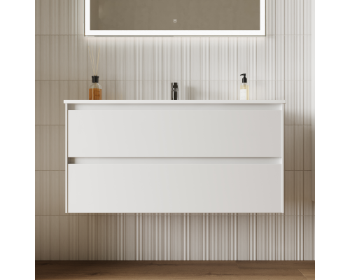 Тумба под раковину SANCOS Cento 990х450х500, c двумя ящиками, белый глянец