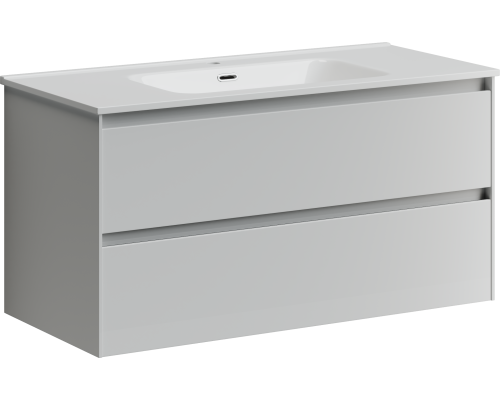 Тумба под раковину SANCOS Cento 990х450х500, c двумя ящиками, белый глянец