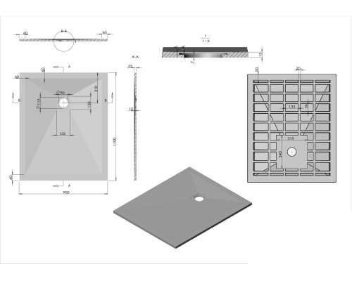 Поддон для душа из искусственного камня Vincea VST-4SR9011W 1100x 900x25 белый матовый