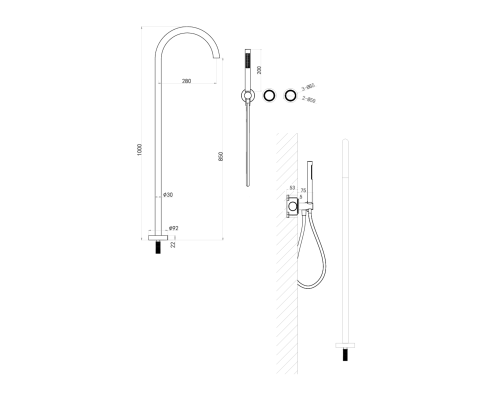 Смеситель для ванны ALTROBAGNO Рикко (Ricco) 020205 MB