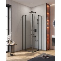Душевой уголок Cezares Slider 90x90 профиль Черный матовый стекло прозрачное