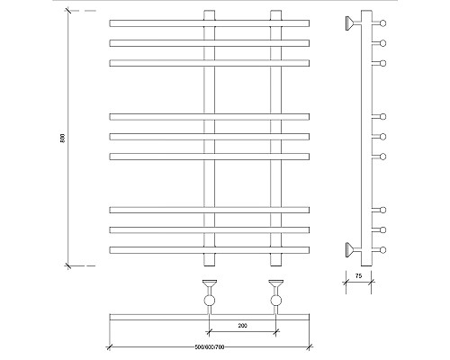 Полотенцесушитель латунный Secado Турин 3 80х20х50, водяной, бронза
