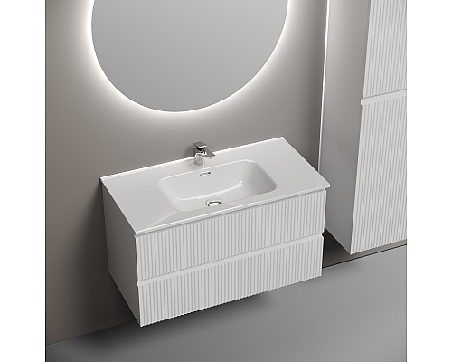 Тумба под раковину подвесная Sancos Snob R 89х44х50, с доводчиками, Bianco, SNR90W