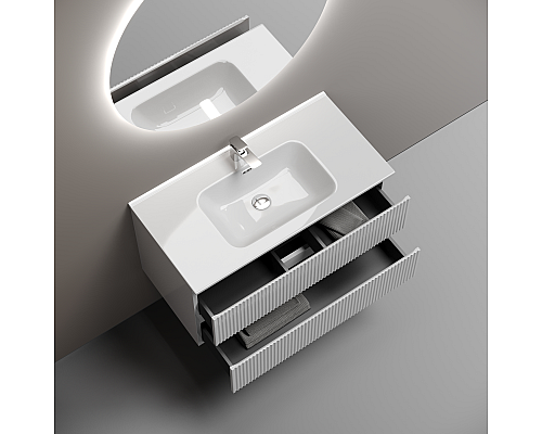 Тумба под раковину подвесная Sancos Snob R 89х44х50, с доводчиками, Bianco, SNR90W