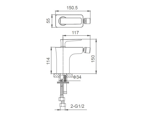 Смеситель для биде Wonzon&Woghand SHARK, Хром WW-485001-CR