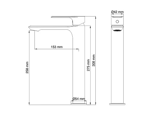 Смеситель для раковины высокий Wonzon&Woghand, Хром