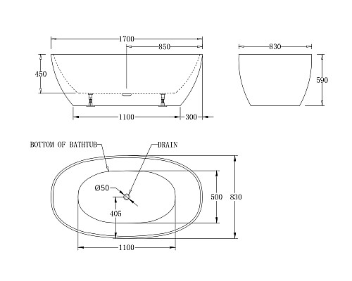 Акриловая ванна BelBagno 170x81 BB81-1700-W0 Акриловая ванна BelBagno 170x81 BB81-1700-W0