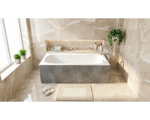 Ванна из литьевого мрамора Flere Oberon Slim 180x80x60 (белый глянец)