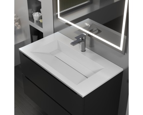 Тумба с раковиной подвесная Uperwood Tanos-Next 80х45х53 см, черная матовая