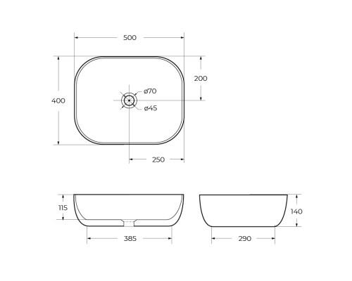 Раковина-чаша BelBagno 50 BB1302-H301 Черная матовая