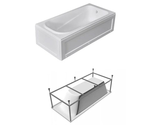 Ванна акриловая с каркасом без экрана Parly Ortiz 1600x750 приставная, белая