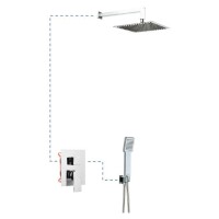 Душевая система EC205 на 2 потребителя AQG Bold, с верхним душем и кронштейном, хром