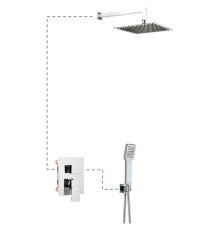Душевая система EC205 на 2 потребителя AQG Bold, с верхним душем и кронштейном, хром