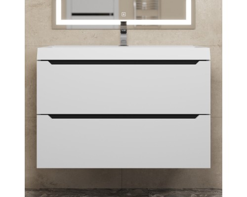 Тумба с раковиной Uperwood Tanos 80 см, белая/графит