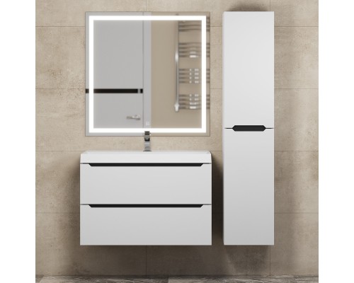 Тумба с раковиной Uperwood Tanos 80 см, белая/графит