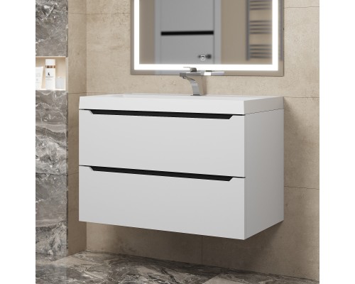 Тумба с раковиной Uperwood Tanos 80 см, белая/графит