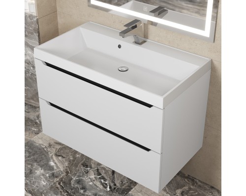 Тумба с раковиной Uperwood Tanos 80 см, белая/графит