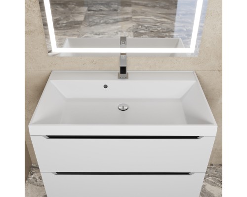 Тумба с раковиной Uperwood Tanos 80 см, белая/графит