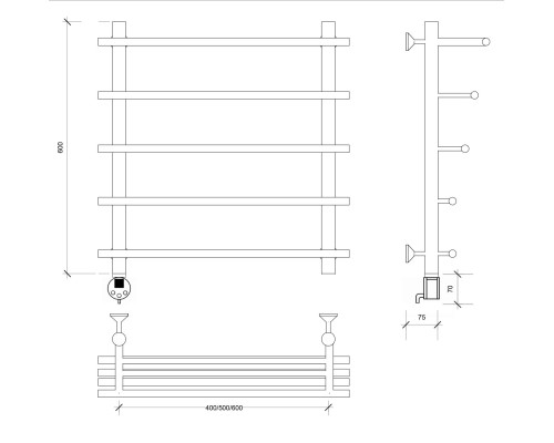 Полотенцесушитель латунный Secado Турин 6 60х60х70, электрический R, бронза