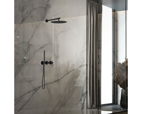 Душевой комплект Vincea Groove VSFW-4G01MB встраиваемый 2 режима 30см верх душ черный