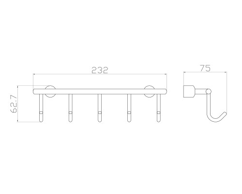 Вешалка с 5 крючками для ванной Wonzon&Woghand, Хром