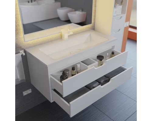 Тумба под раковину подвесная Uperwood Modul 95х44,4х55 см, белая матовая