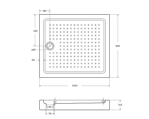 Поддон акриловый Cezares TRAY-A-AH-100/90-15-W Поддон акриловый Cezares TRAY-A-AH-100/90-15-W