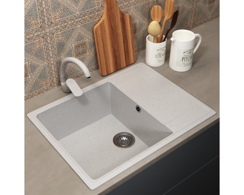Кухонная мойка из искусственного камня Uperwood ECON UPD-202-001, белая матовая