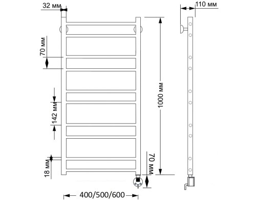 Полотенцесушитель латунный Secado Триада 2 50х100, электрический R, бронза