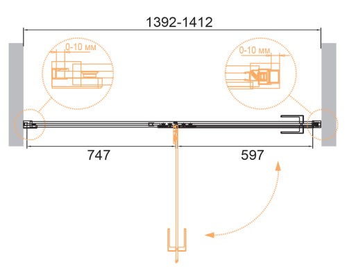 Душевая дверь Cezares Bellagio 140 BELLAGIO-B-12-140-C-NERO Черный матовый