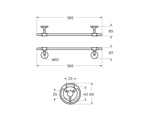 Полотенцедержатель подвесной ART&MAX AM-E-4224-Cr