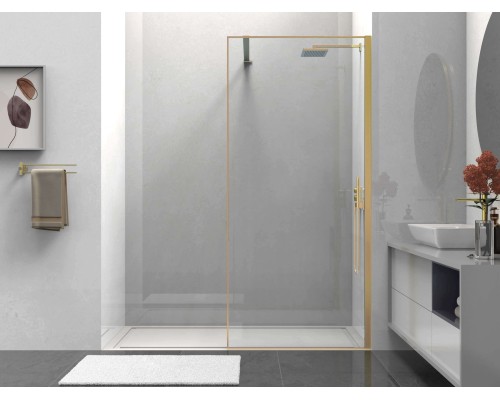Душевая перегородка Vincea Walk-In VSW-1HS10CLG, 100x200, браш золото, стекло прозрачное